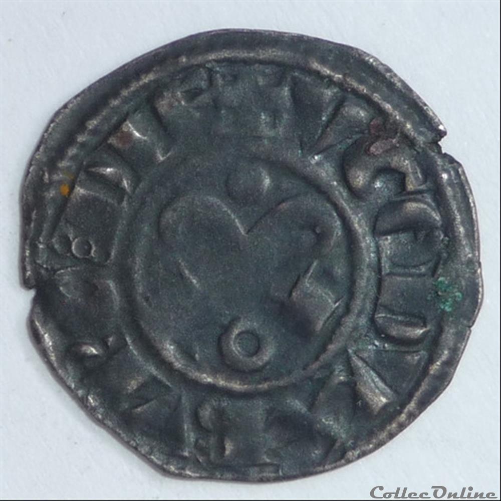 Hugues V (1305-1315). Denier monnaies europe medievale a france feodales hugues v 1305 1315 denier
