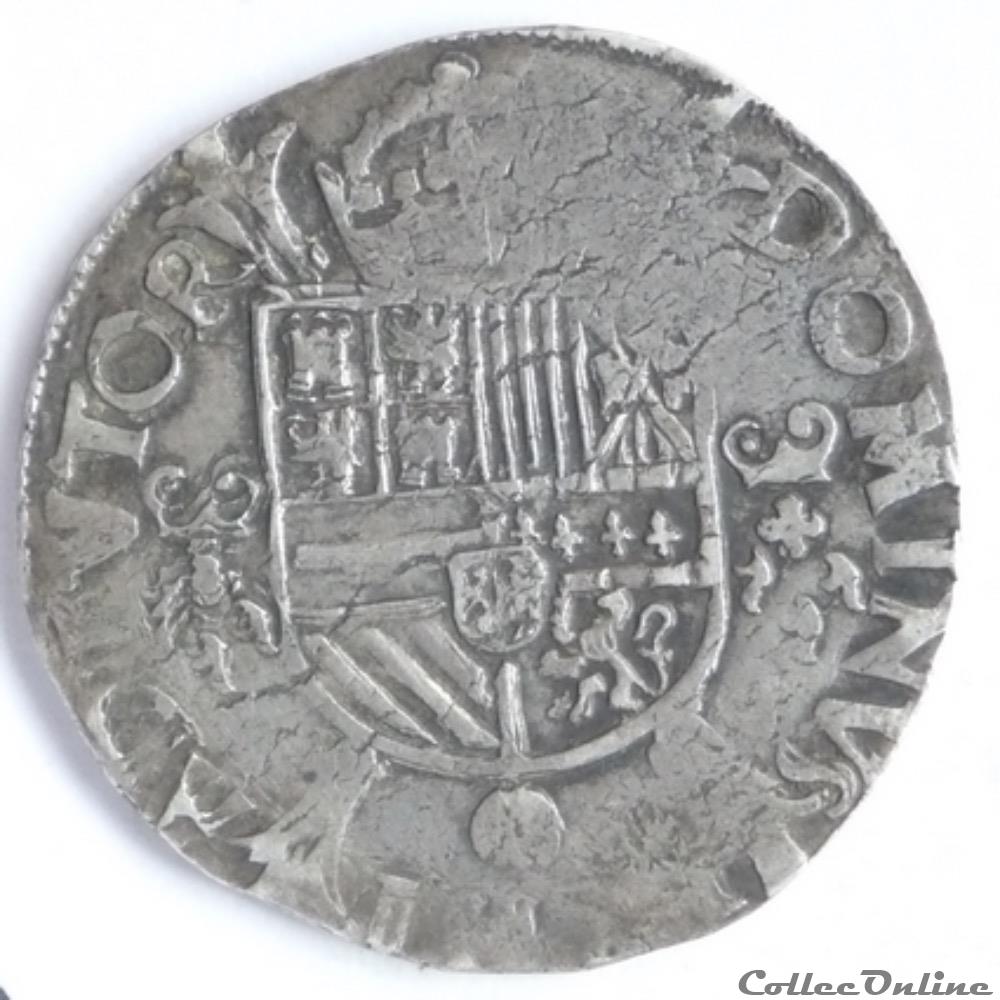 Philippe II d' Espagne (1555-1598) . Cinquième d'écu Philippe monnaie france feodale philippe ii espagne 1555 1598 cinquieme ecu philippe