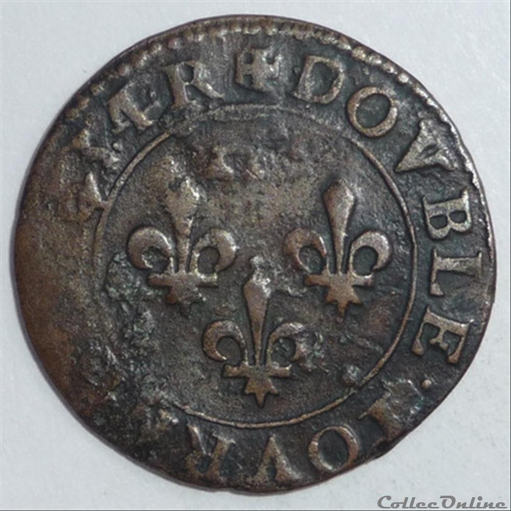 Gaston d'Orléans (1627-1650). Double tournois monnaie france feodale gaston orleans 1627 1650 double tournois