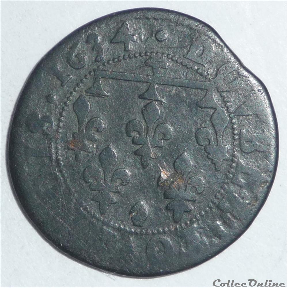 Henriette de Lorraine (1630-1635). Double tournois monnaie france feodale henriette de lorraine 1630 1635 double tournois