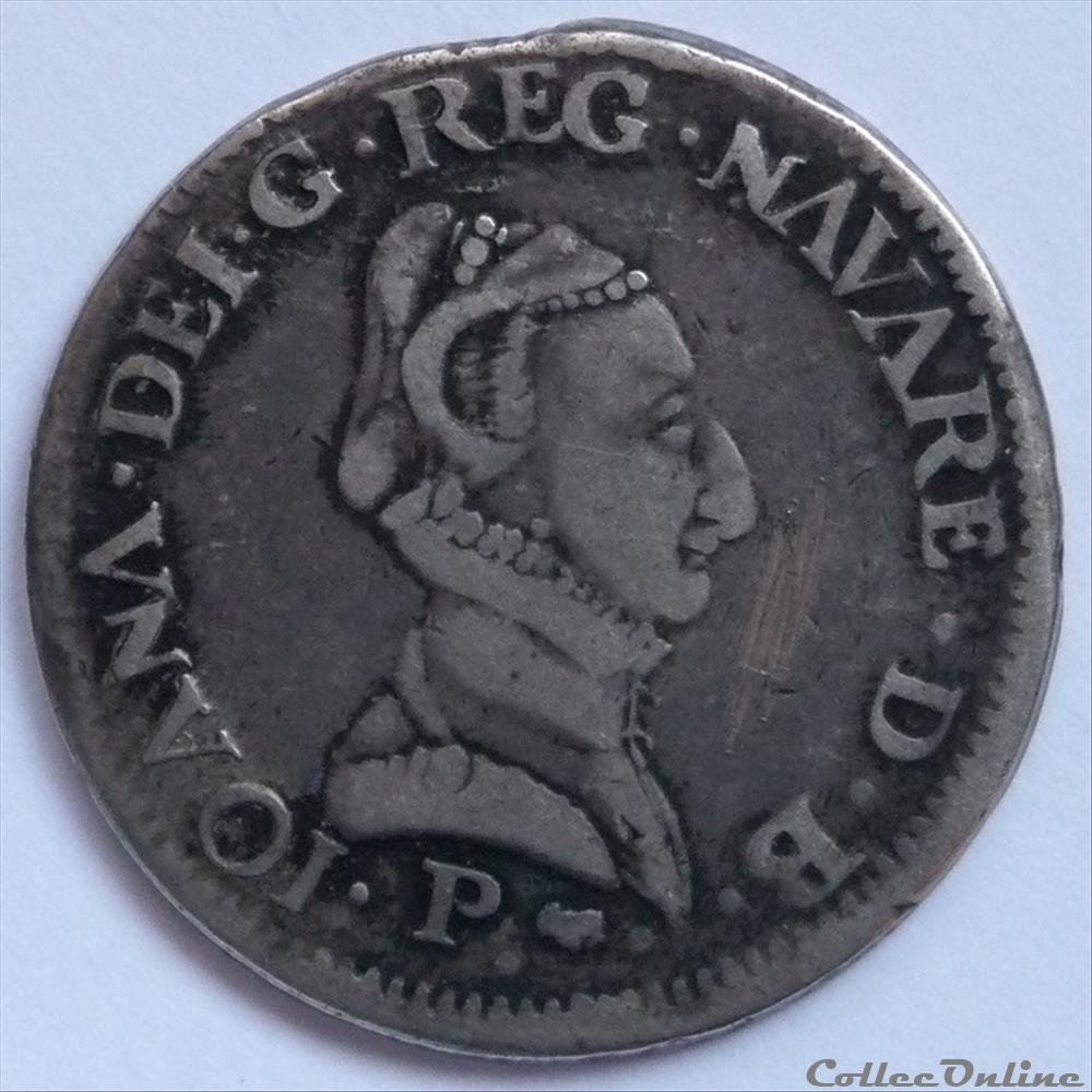 Jeanne d'Albret, veuve (1562-1572): Teston monnaie france feodale jeanne albret veuve 1562 1572 teston