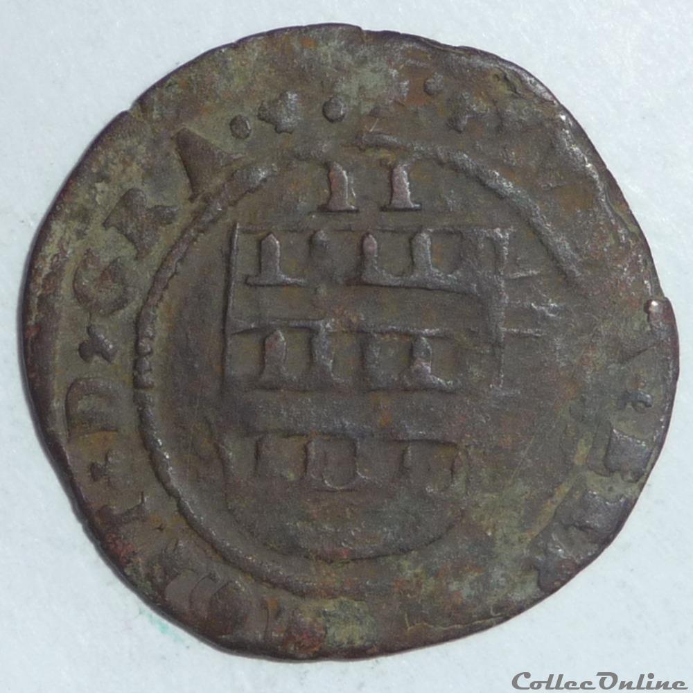 Louis de Berlaimont (1570-1596) . Deux deniers monnaie france feodale louis de berlaimont 1570 1596 deux deniers