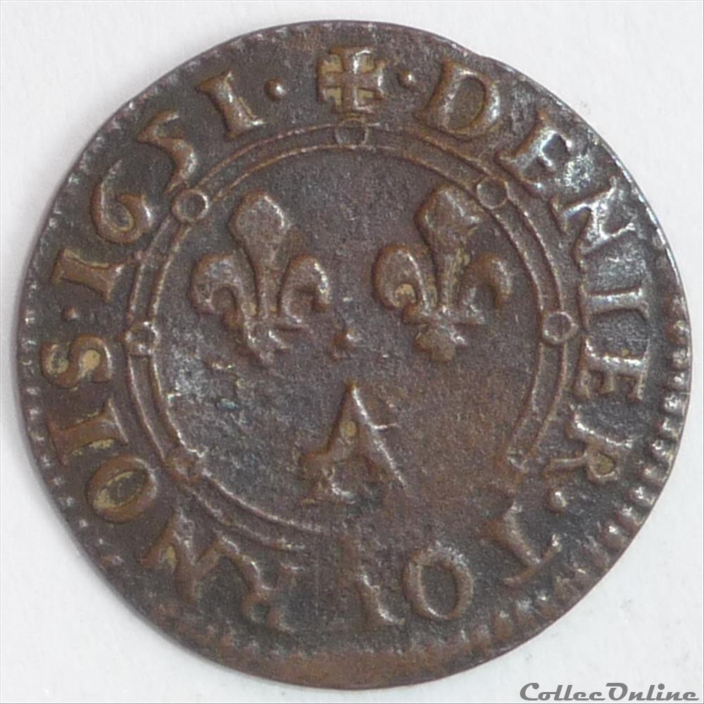 Charles II de Gonzague (1637-1665). Denier tournois monnaie france feodale charles ii de gonzague 1637 1665 denier tournois