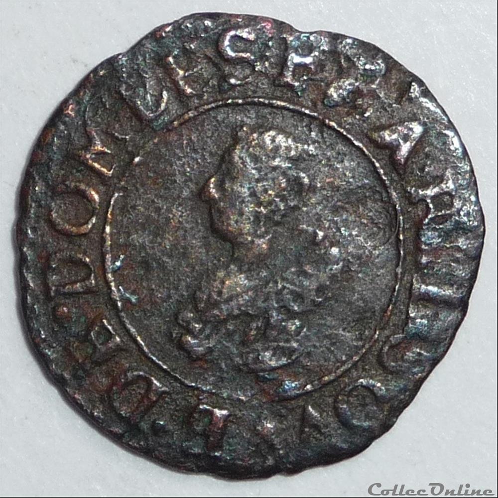 Marie de Montpensier (1608-1627). Denier tournois monnaies france feodales marie de montpensier 1608 1627 denier tournois