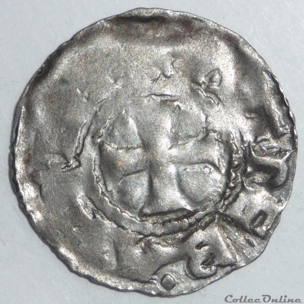 Au type de Charles II le Chauve dégénéré (fin Xème) . Denier monnaie france feodale au type de charles ii le chauve degenere fin xeme denier