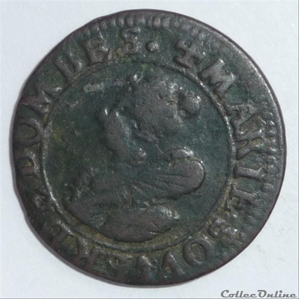 Marie de Montpensier (1608-1627). Double tournois monnaie france feodale marie de montpensier 1608 1627 double tournois