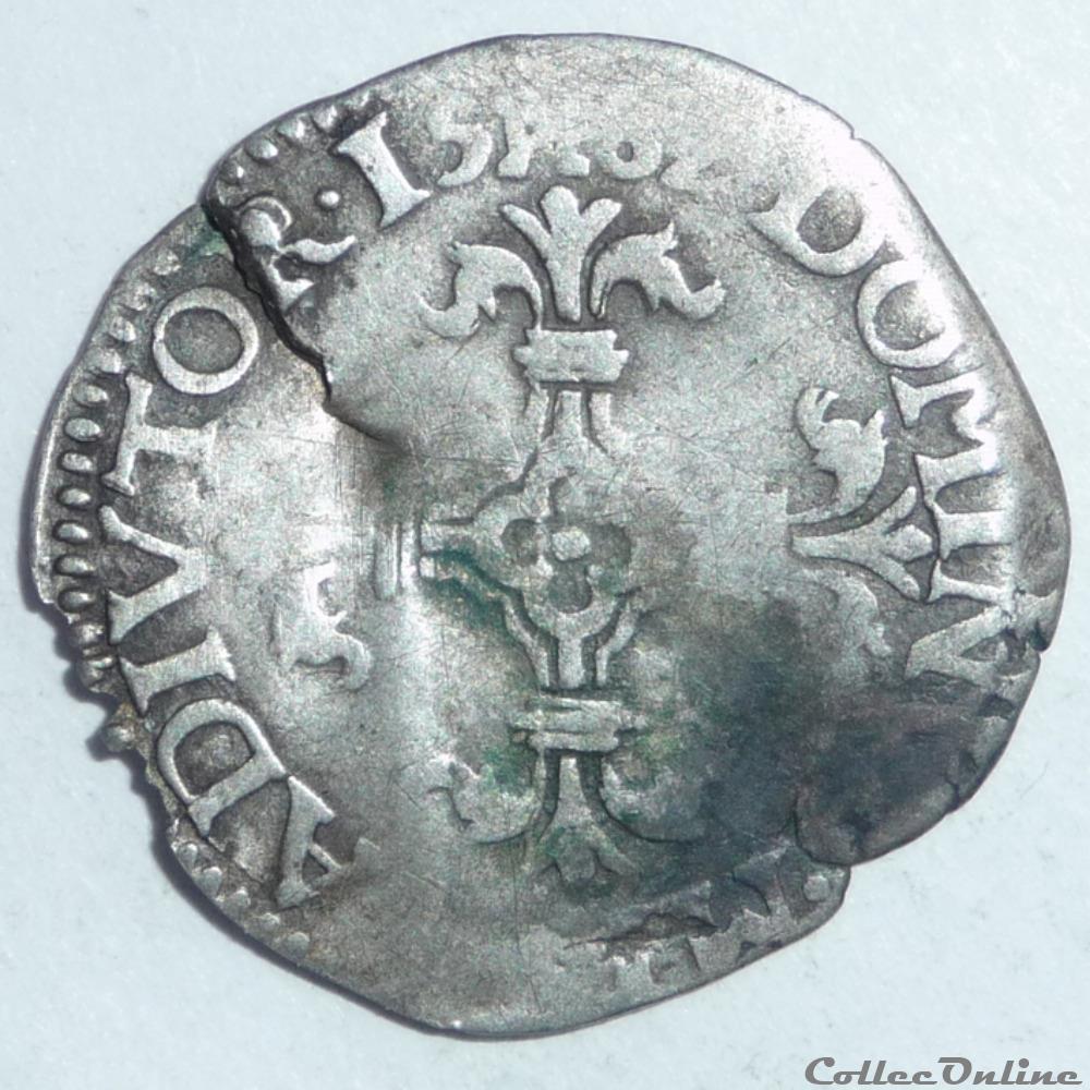 Philippe II (1581-1587). Quarantième d'écu monnaie france feodale philippe ii 1581 1587 quarantieme ecu