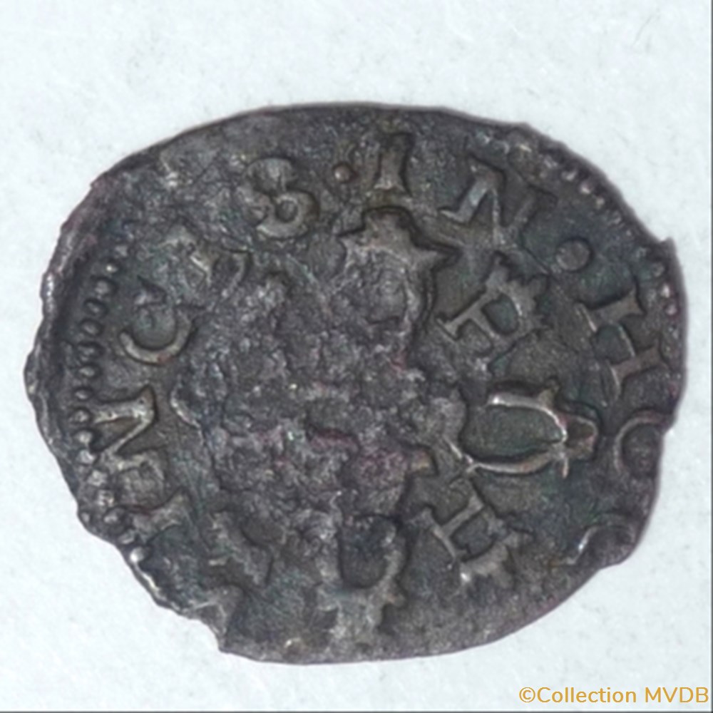 Anonyme. Imitation du Liard à l' H de Henri II de Béarn. monnaies europe medievale france feodales anonyme imitation du liard a h de henri ii de bearn