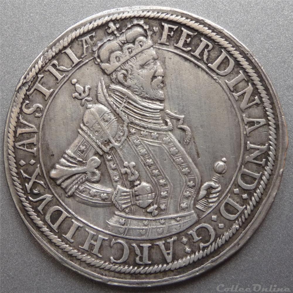 Ferdinand d' Autriche (1564-1595). Thaler monnaie france feodale ferdinand autriche 1564 1595 thaler