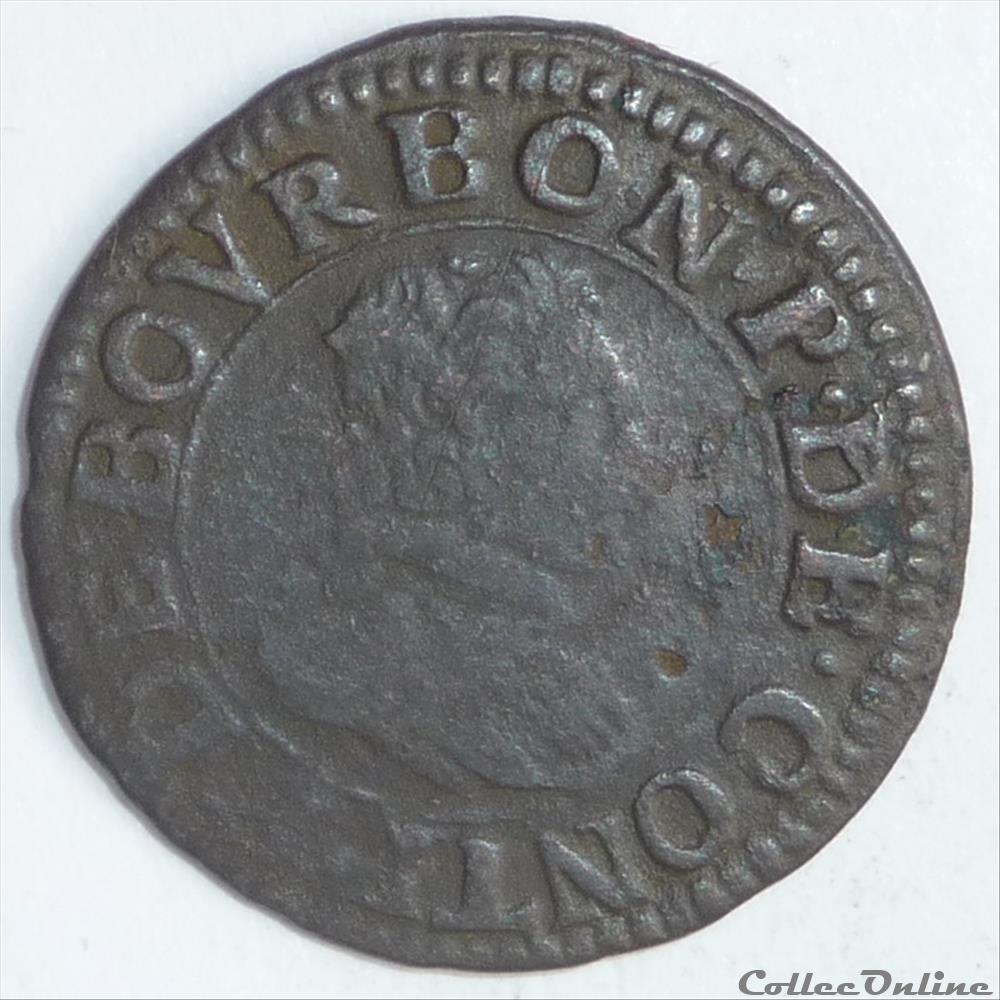 François de Bourbon-Conti (1605-1614). Double tournois monnaie france feodale francois de bourbon conti 1605 1614 double tournois