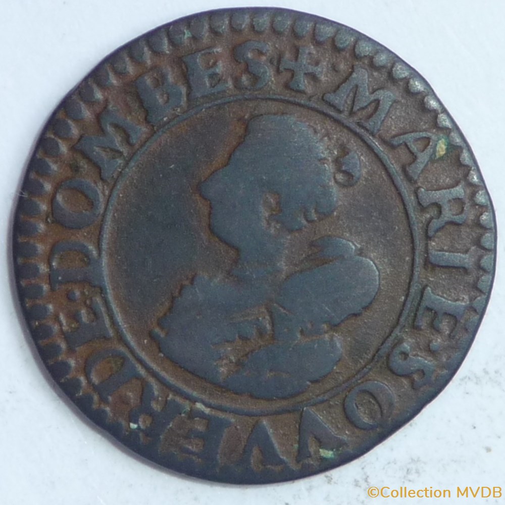 monnaies france feodales marie de montpensier 1608 1627 double tournois faute