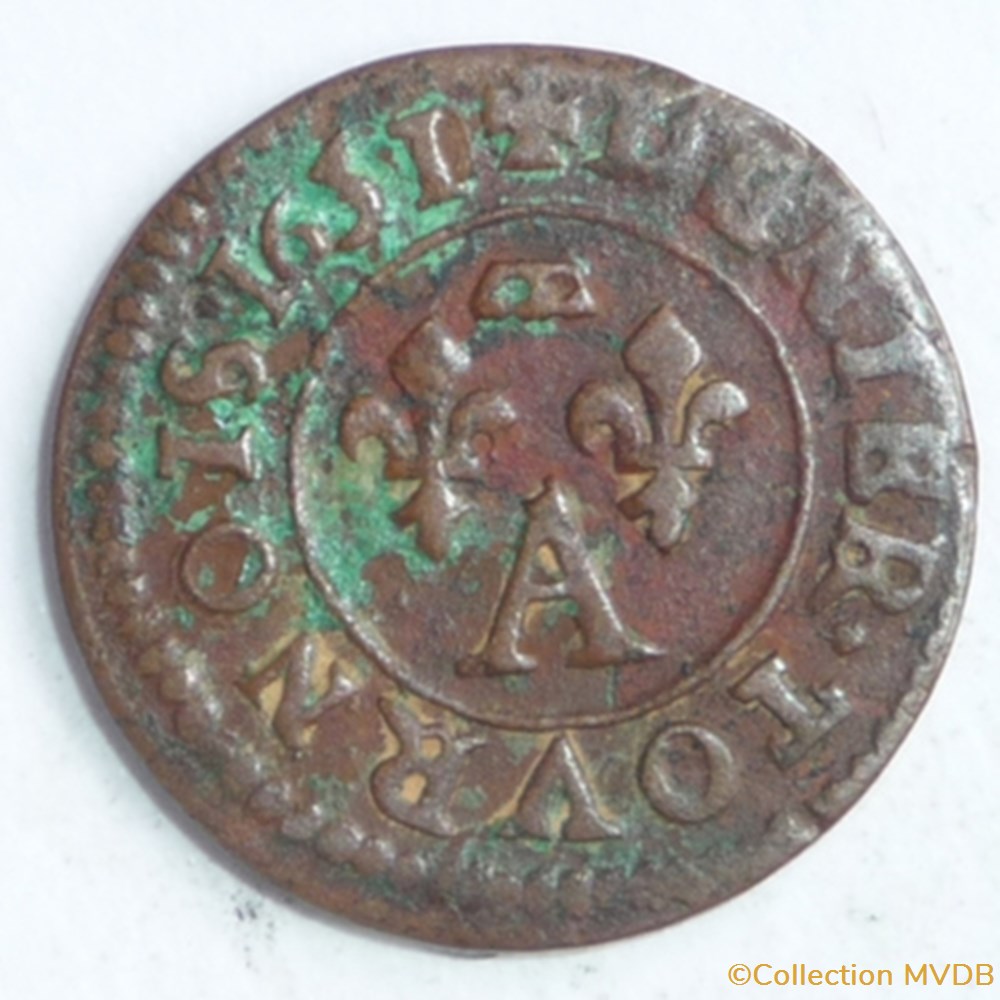 Gaston d'Orléans (1627-1650). Denier tournois monnaie france feodale gaston orleans 1627 1650 denier tournois
