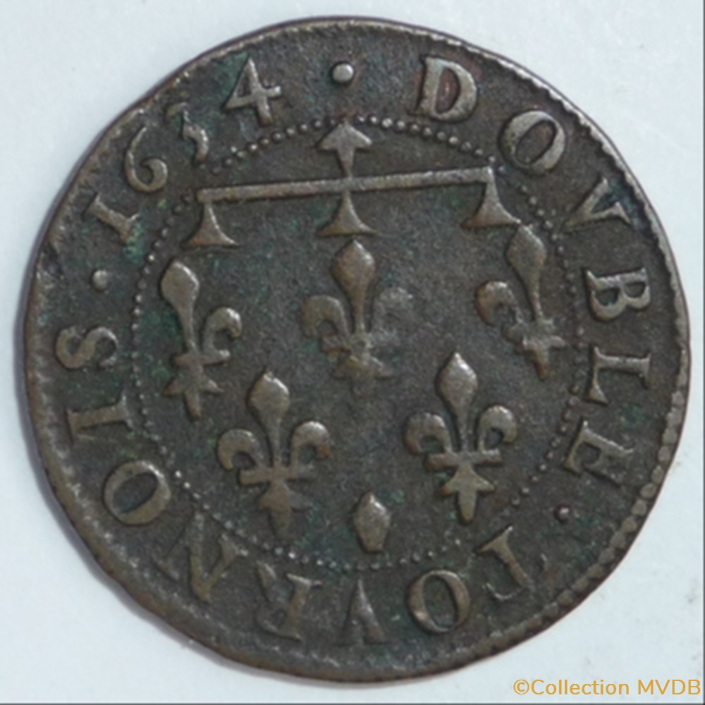 Henriette de Lorraine (1630-1635). Double tournois monnaie france feodale henriette de lorraine 1630 1635 double tournois