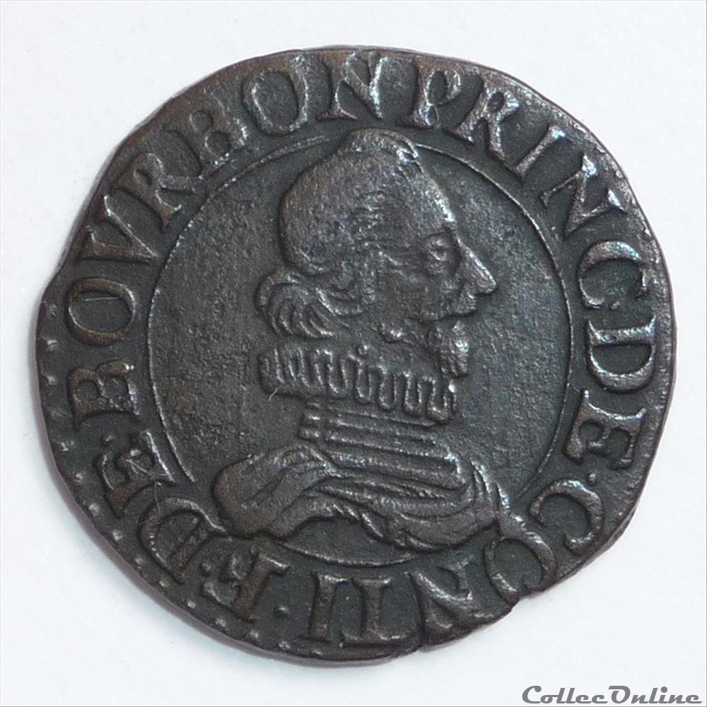 François de Bourbon-Conti (1605-1614). Double tournois monnaie france feodale francois de bourbon conti 1605 1614 double tournois