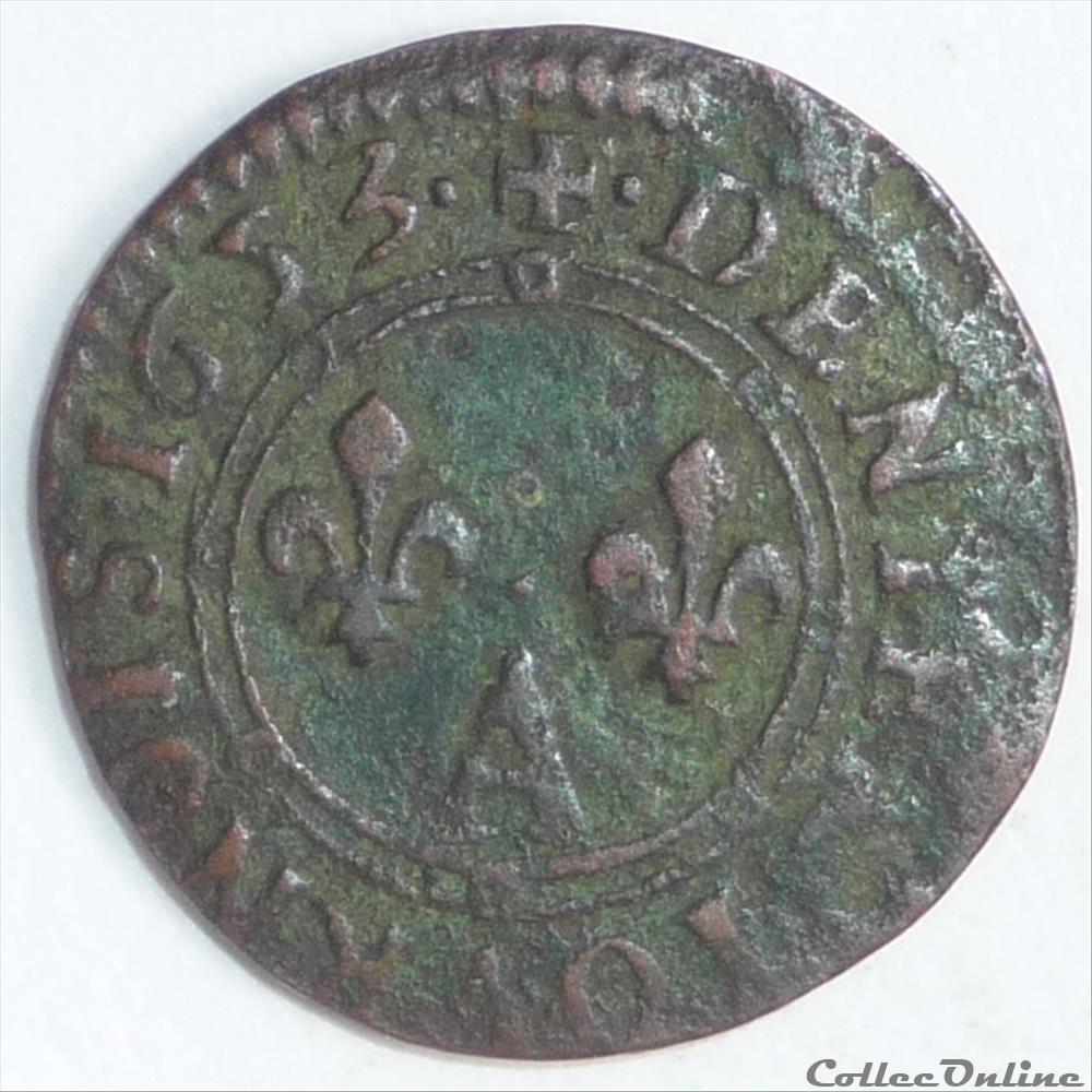 Charles II de Gonzague (1637-1665). Denier tournois monnaie france feodale charles ii de gonzague 1637 1665 denier tournois