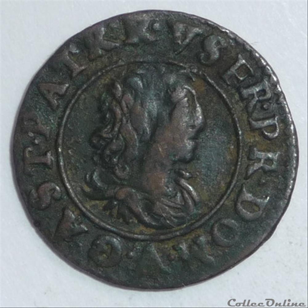 Gaston d'Orléans (1627-1650). Denier tournois monnaie france feodale gaston orleans 1627 1650 denier tournois