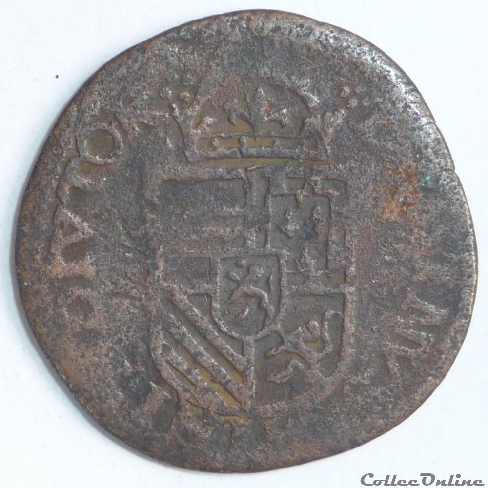 Philippe II d' Espagne (1555-1598) . Liard monnaie france feodale philippe ii espagne 1555 1598 liard