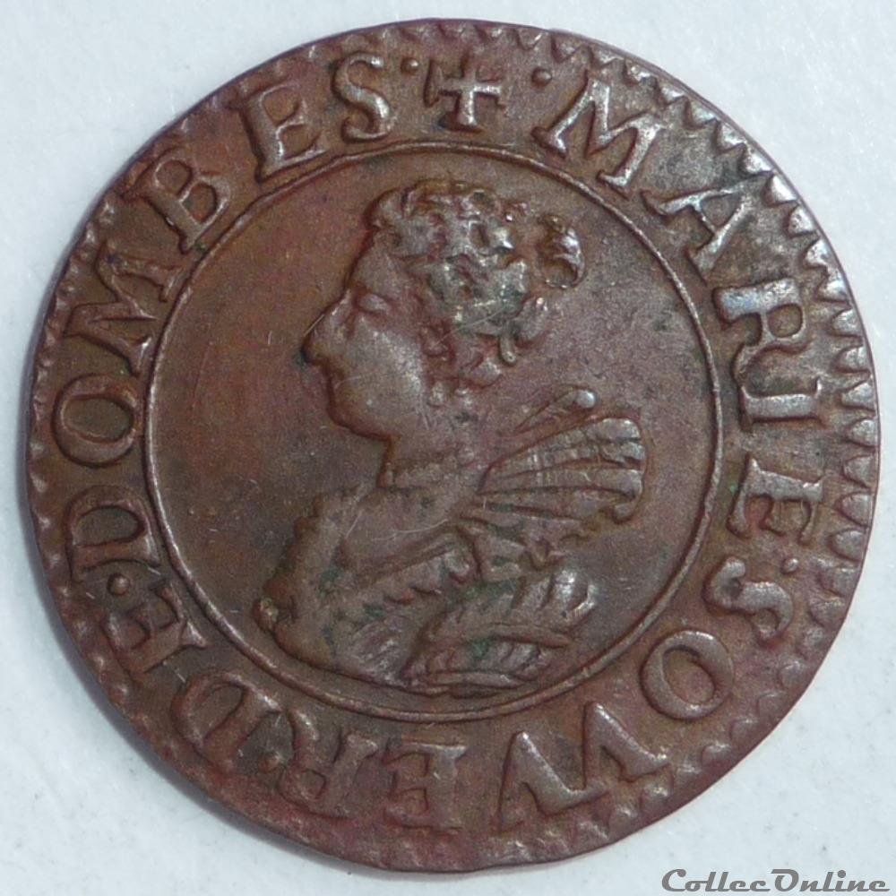 monnaie france feodale marie de montpensier 1608 1627 double tournois