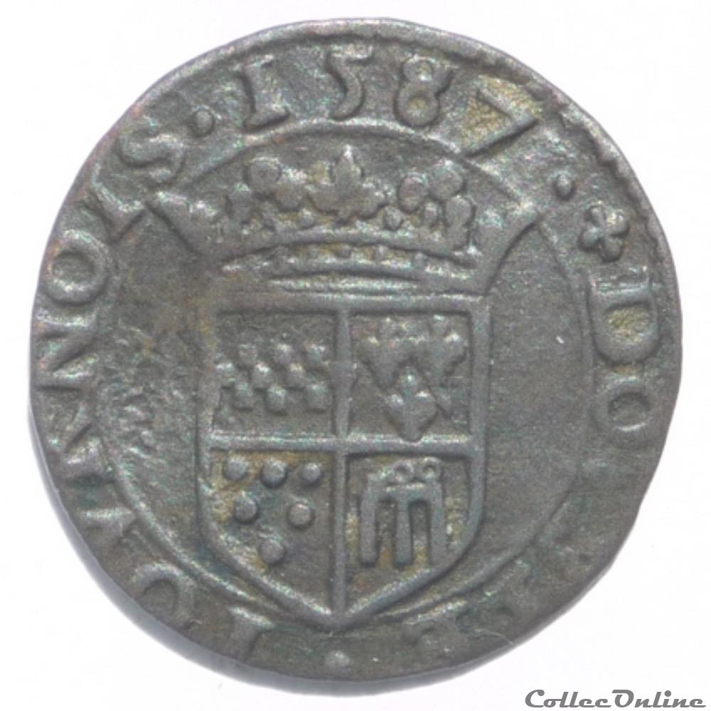Guillaume-Robert de La Marck (1574-1588). Double tournois monnaie france feodale guillaume robert de la marck 1574 1588 double tournois