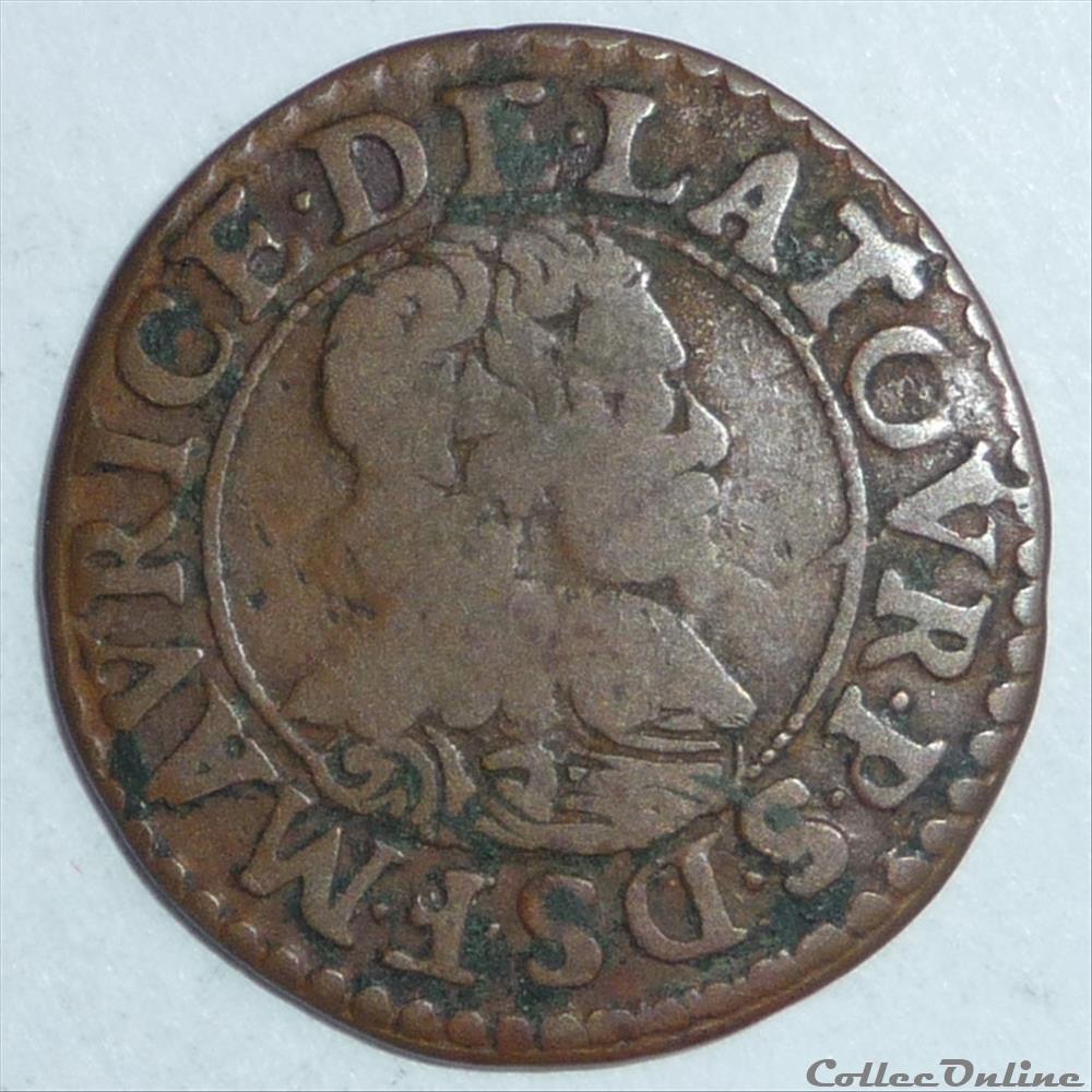 Frédéric-Maurice de la Tour (1623-1652). Double tournois monnaie france feodale frederic maurice de la tour 1623 1652 double tournois