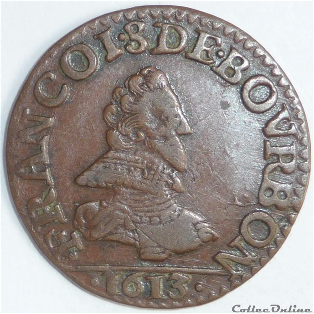 François de Bourbon-Conti (1605-1614). Liard monnaie france feodale francois de bourbon conti 1605 1614 liard