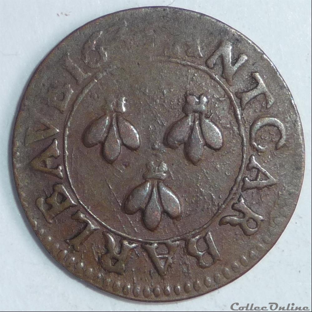Urbain VIII (1623-1644). Double tournois ou quattrino monnaie france feodale urbain viii 1623 1644 double tournois ou quattrino