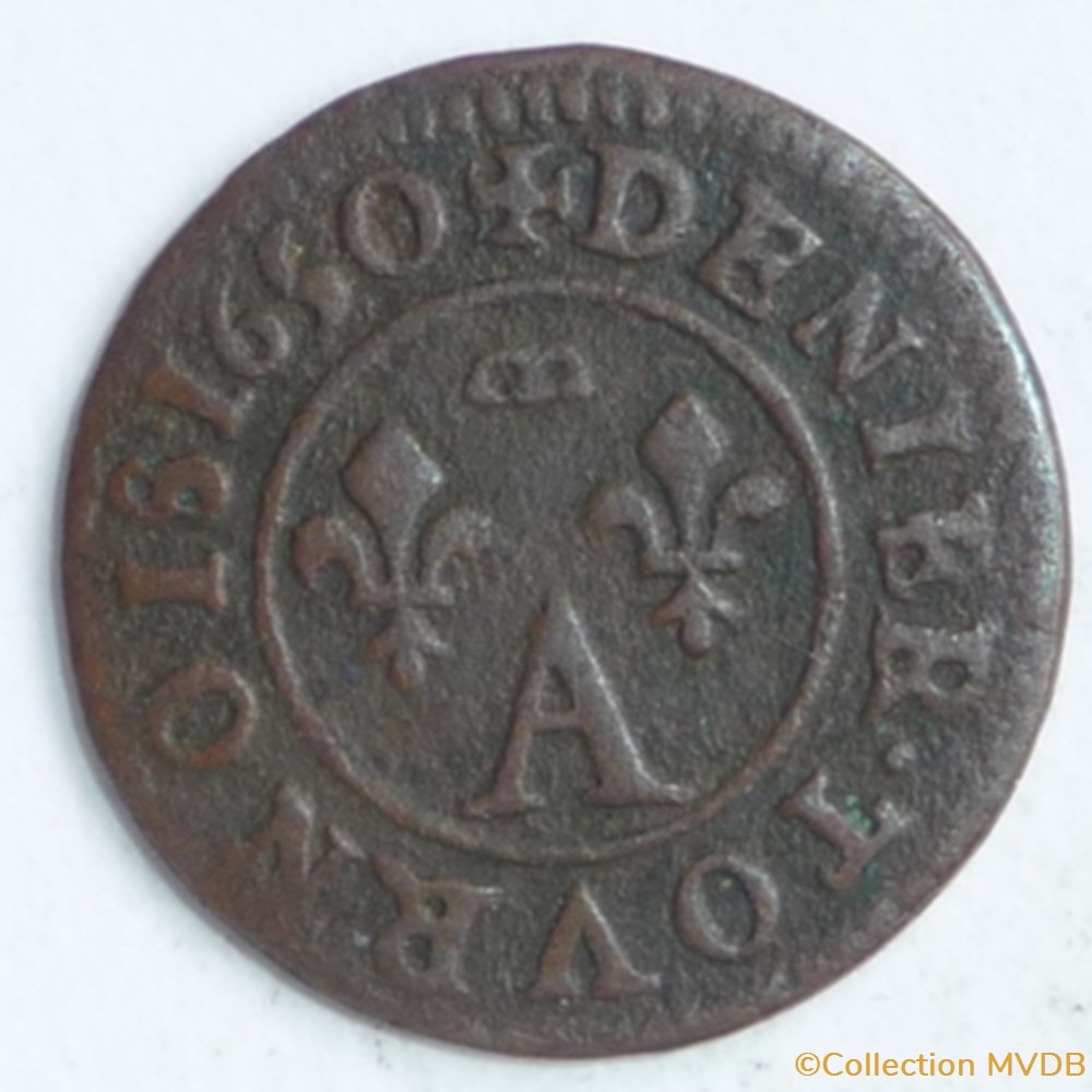 monnaie france feodale gaston orleans 1627 1650 denier tournois