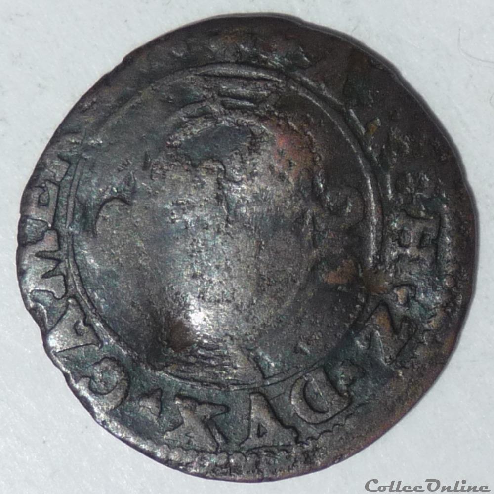 Louis de Berlaimont (1570-1596) . Denier monnaie france feodale louis de berlaimont 1570 1596 denier