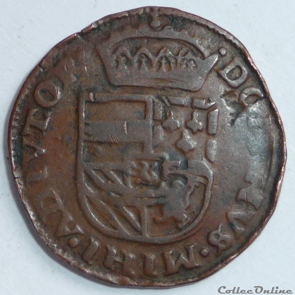 Philippe II d' Espagne (1555-1598) . Liard monnaie france feodale philippe ii espagne 1555 1598 liard