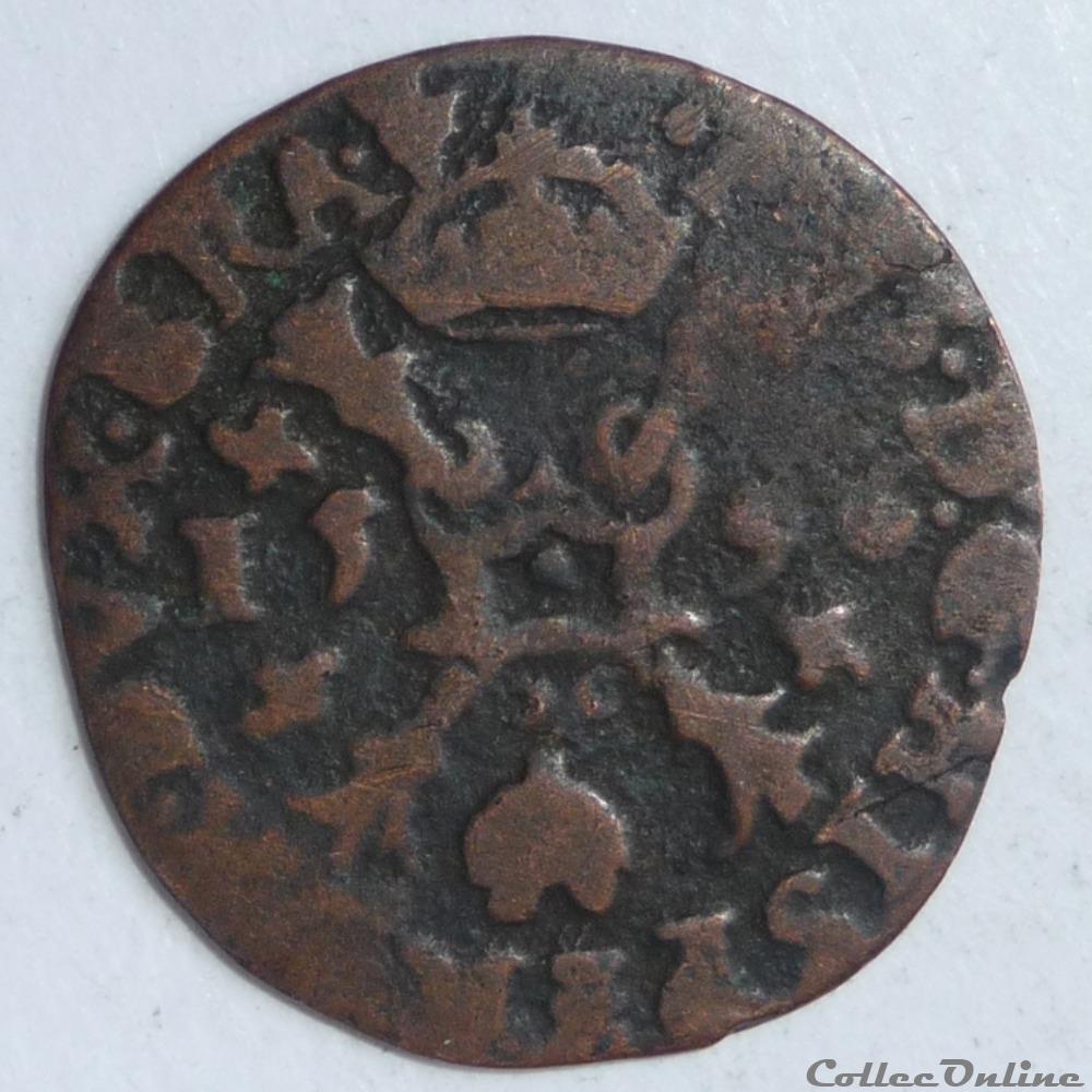 Philippe II d' Espagne (1555-1598) . Gigot ou 3 deniers monnaie france feodale philippe ii espagne 1555 1598 gigot ou 3 deniers