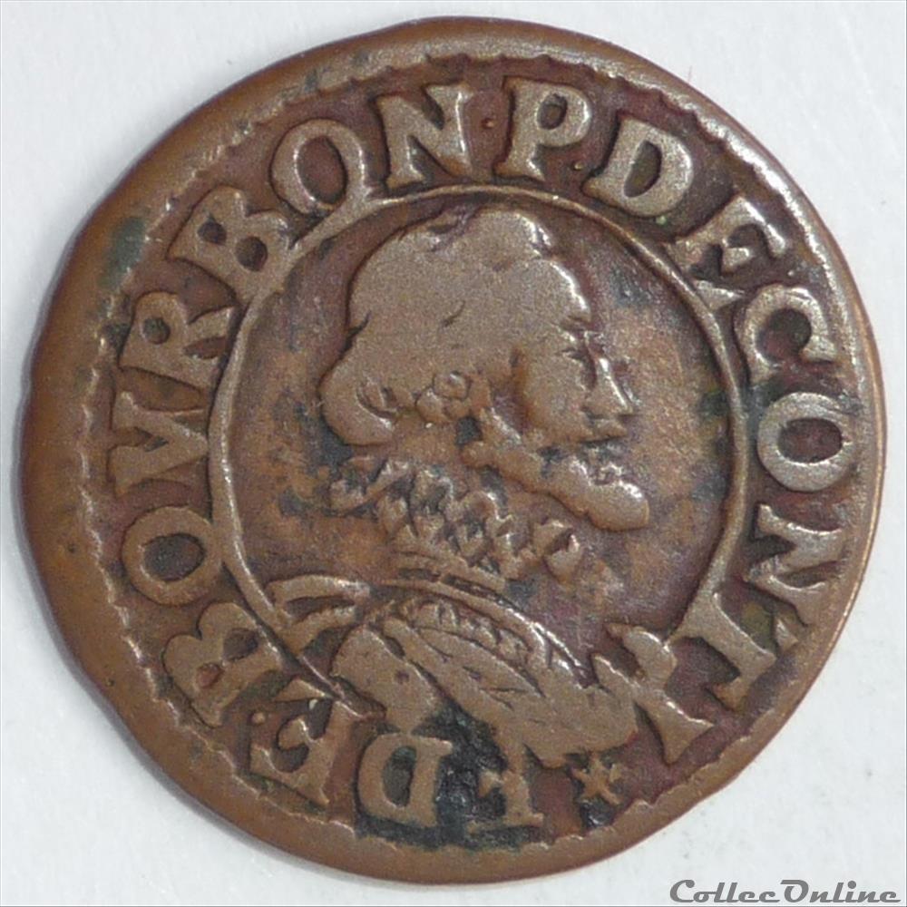 François de Bourbon-Conti (1605-1614). Double tournois monnaie france feodale francois de bourbon conti 1605 1614 double tournois