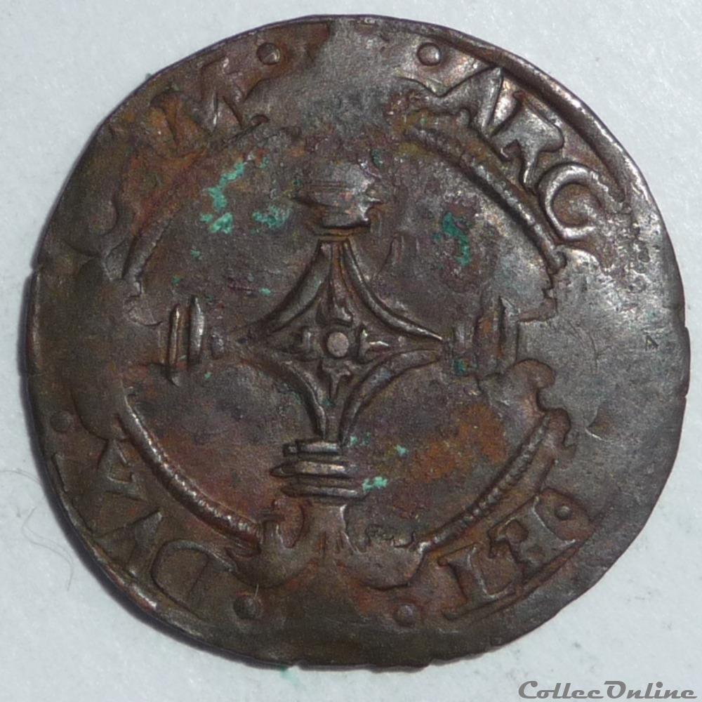 Louis de Berlaimont (1570-1596) . Deux deniers monnaie france feodale louis de berlaimont 1570 1596 deux deniers