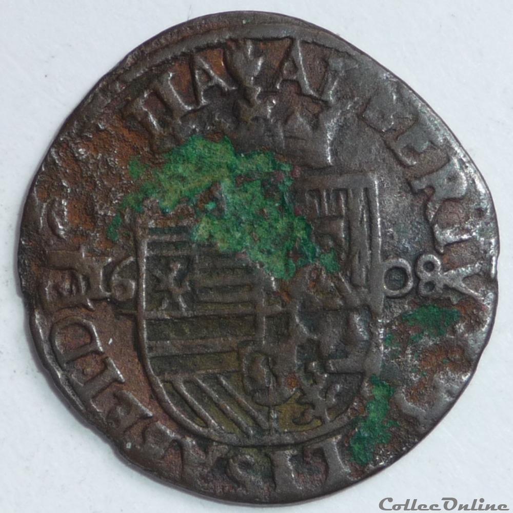 Albert et Isabelle (1598-1621) . Liard monnaie france feodale albert et isabelle 1598 1621 liard