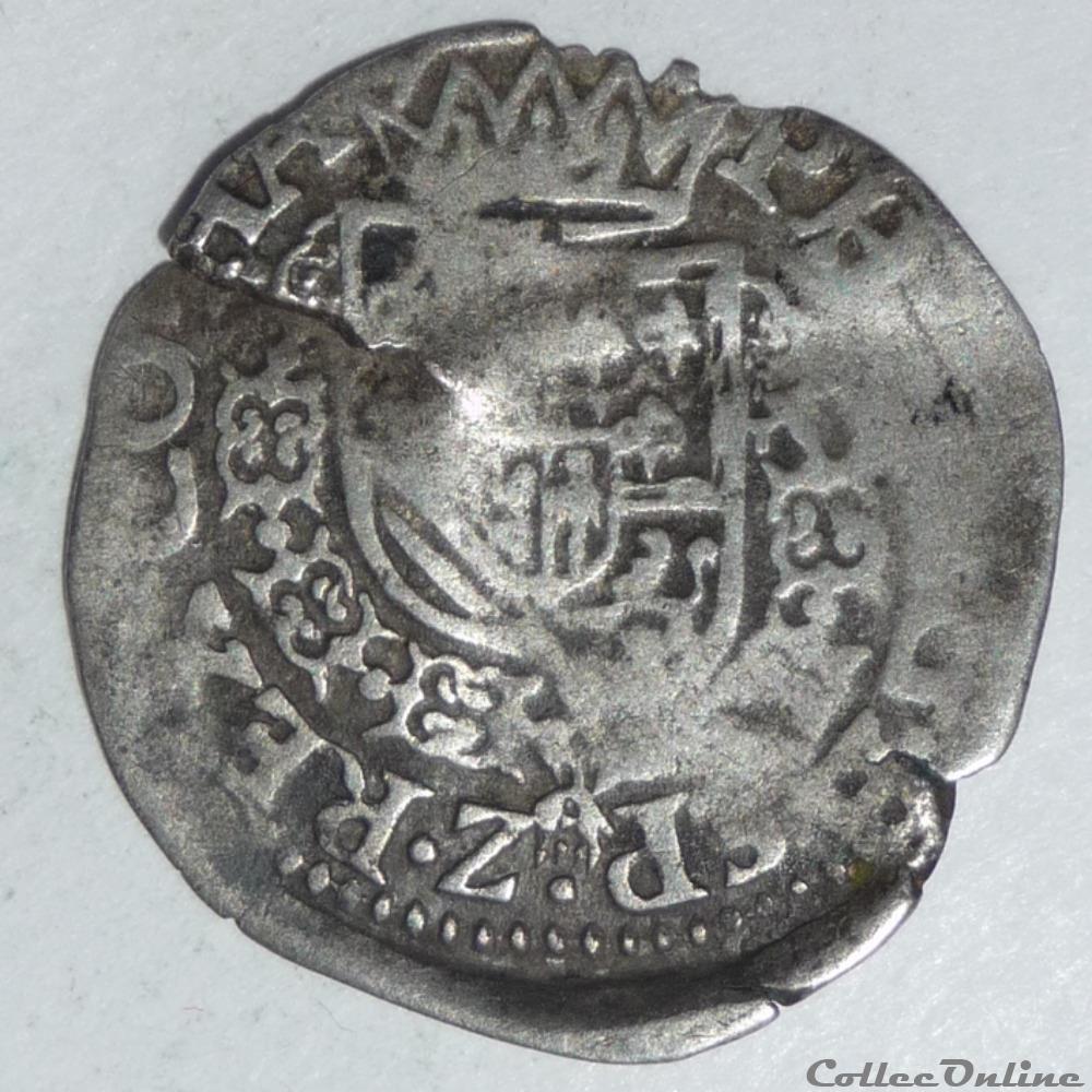 Philippe II (1581-1587). Quarantième d'écu monnaie france feodale philippe ii 1581 1587 quarantieme ecu