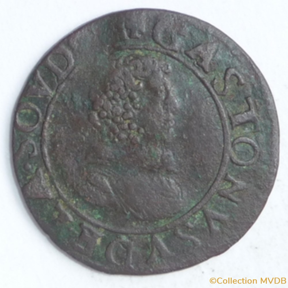 Gaston d'Orléans (1627-1650). Double tournois monnaie france feodale gaston orleans 1627 1650 double tournois