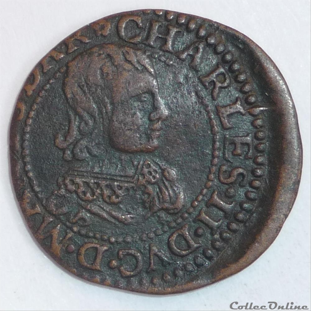 monnaie france feodale charles ii de gonzague 1637 1665 double tournois