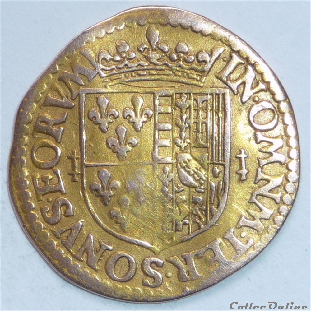 François de Bourbon et Louise-Marguerite (1605-1614). Florin monnaies europe medievale france feodales francois de bourbon et louise marguerite 1605 1614 florin