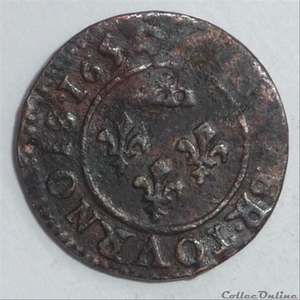 Gaston d'Orléans (1627-1650). Denier tournois monnaie france feodale gaston orleans 1627 1650 denier tournois