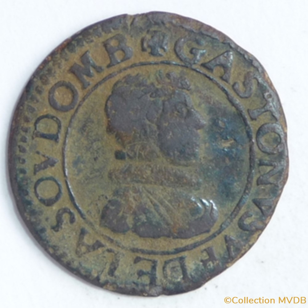 Gaston d'Orléans (1627-1650). Double tournois monnaie france feodale gaston orleans 1627 1650 double tournois