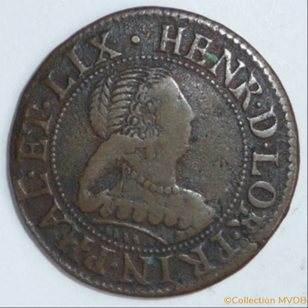 Henriette de Lorraine (1630-1635). Double tournois monnaie france feodale henriette de lorraine 1630 1635 double tournois