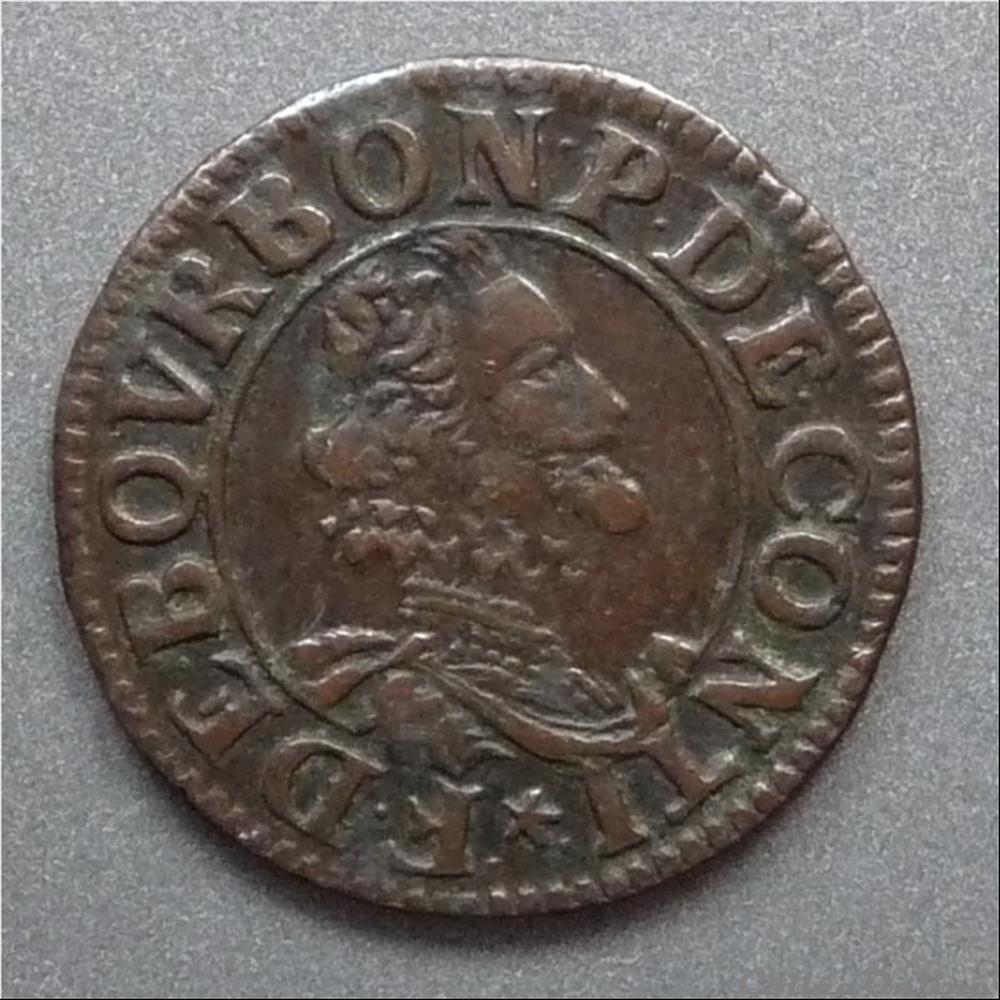 François de Bourbon-Conti (1605-1614). Double tournois monnaie france feodale francois de bourbon conti 1605 1614 double tournois
