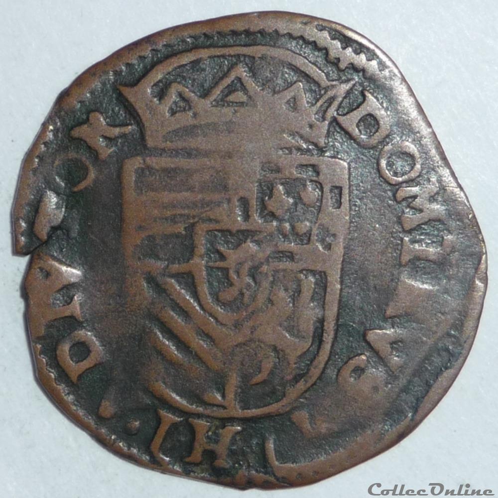 Philippe II d' Espagne (1555-1598) . Gigot ou 3 deniers monnaie france feodale philippe ii espagne 1555 1598 gigot ou 3 deniers