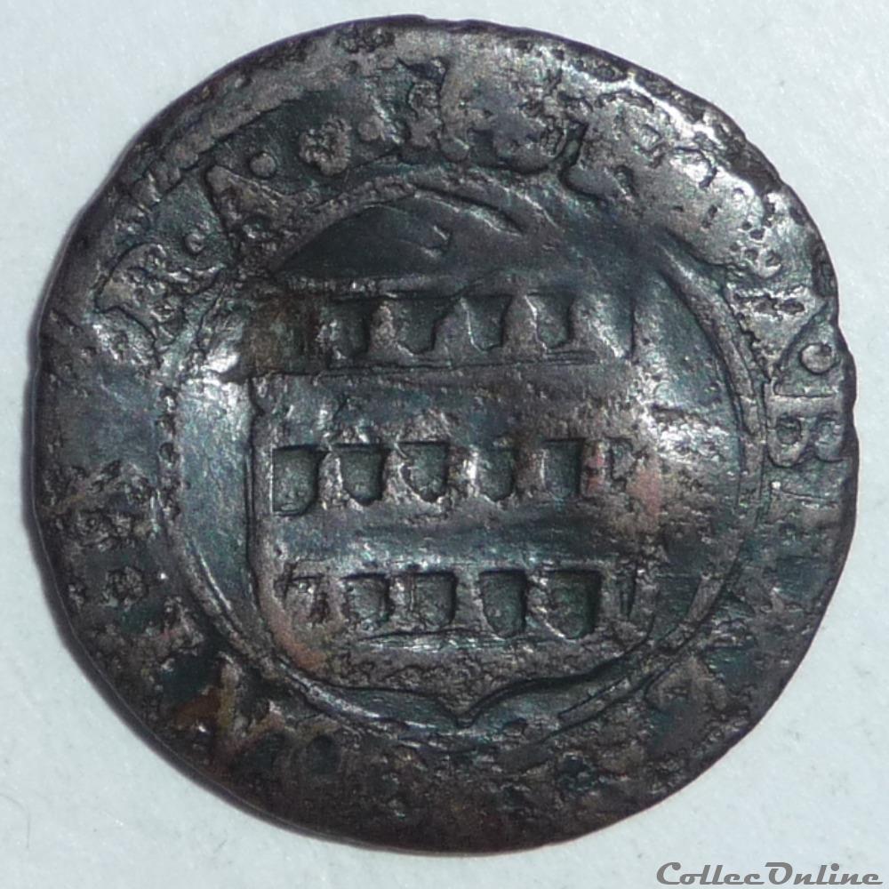 Louis de Berlaimont (1570-1596) . Denier monnaie france feodale louis de berlaimont 1570 1596 denier
