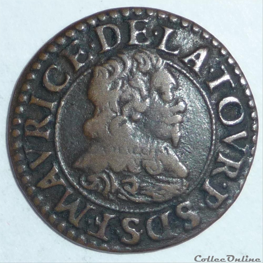 Frédéric-Maurice de la Tour (1623-1652). Double tournois monnaie france feodale frederic maurice de la tour 1623 1652 double tournois