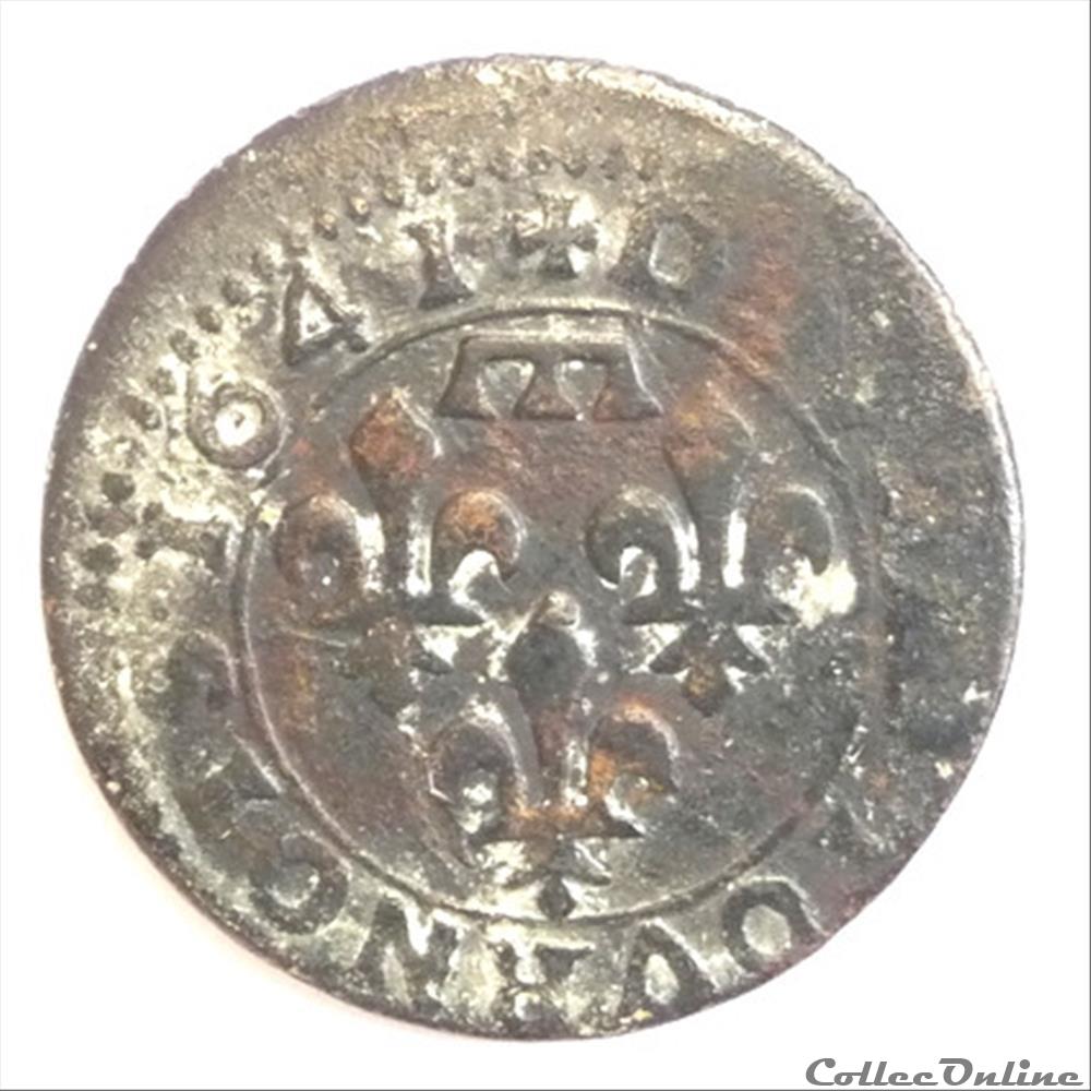 Gaston d'Orléans (1627-1650). Double tournois monnaie france feodale gaston orleans 1627 1650 double tournois