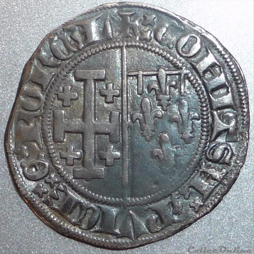Jeanne de Naples (1362-1382). Gros monnaie france feodale jeanne de naples 1362 1382 gros