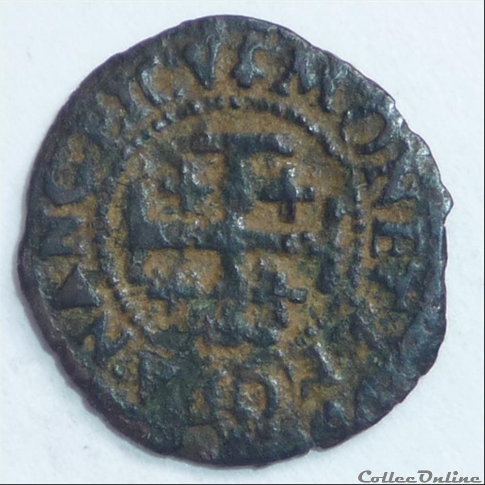Henri II (1608-1624). Double denier monnaie france feodale henri ii 1608 1624 double denier