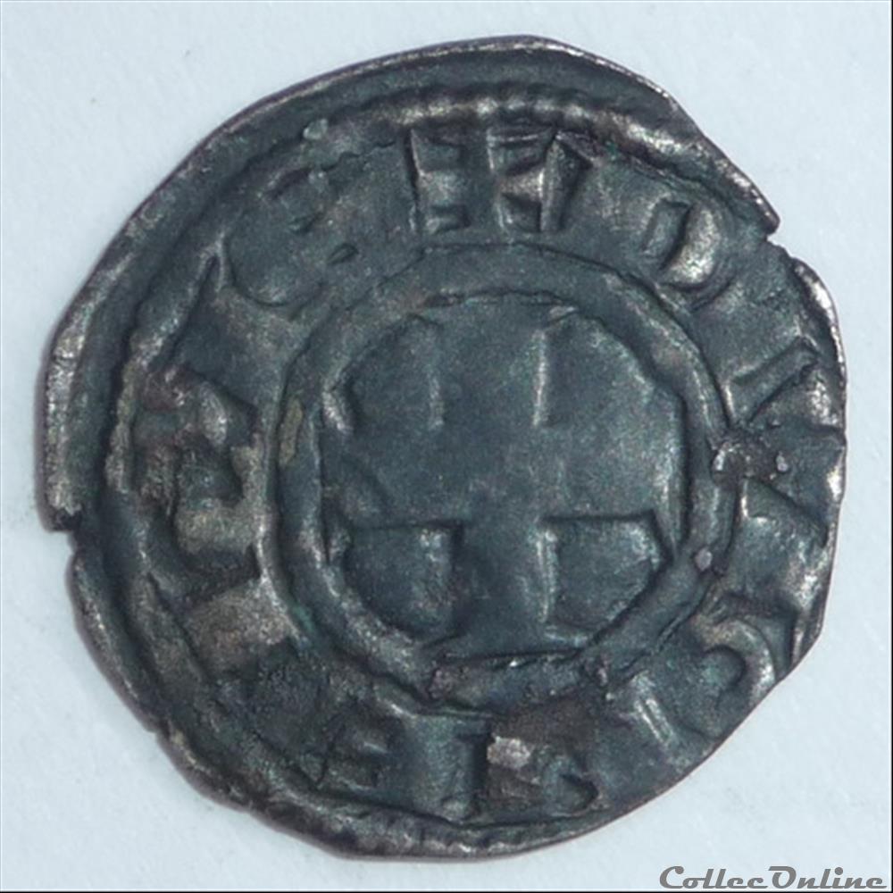 Hugues V (1305-1315). Denier monnaies europe medievale a france feodales hugues v 1305 1315 denier