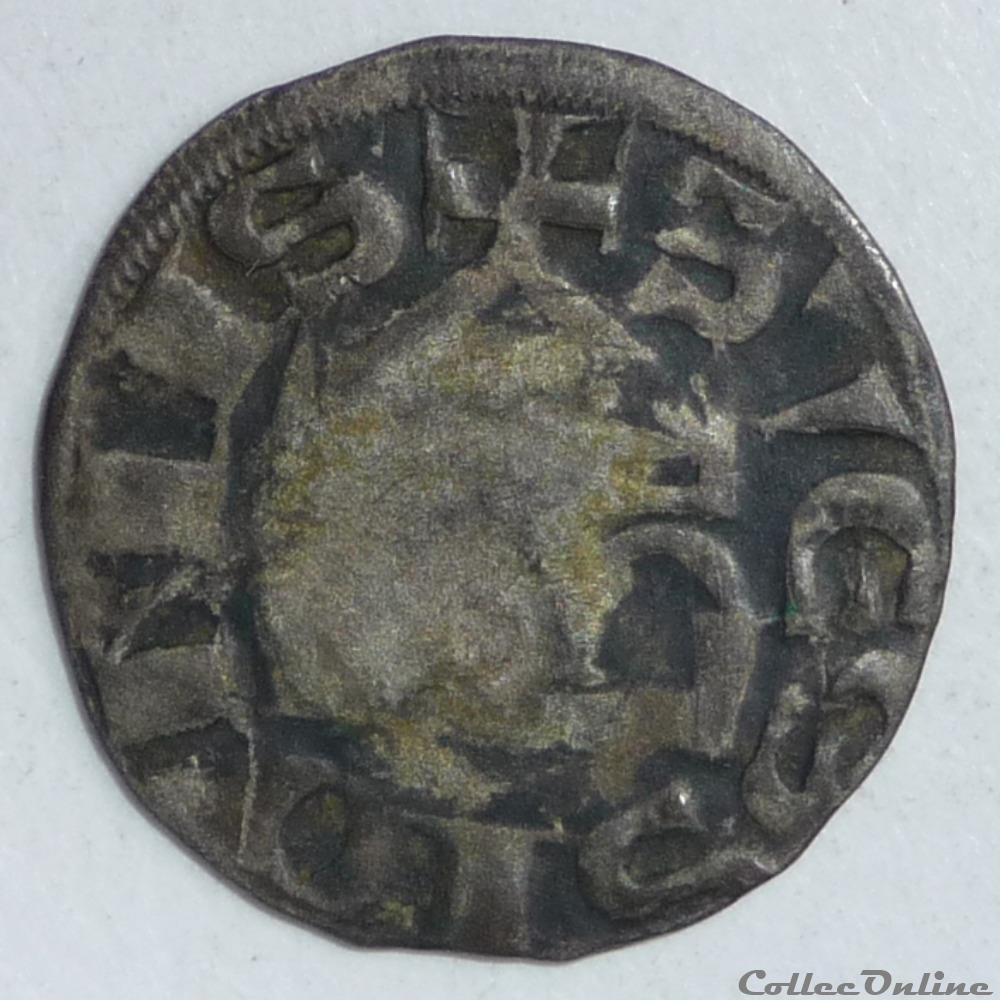 Raoul (1180) . Denier monnaie france feodale raoul 1180 denier