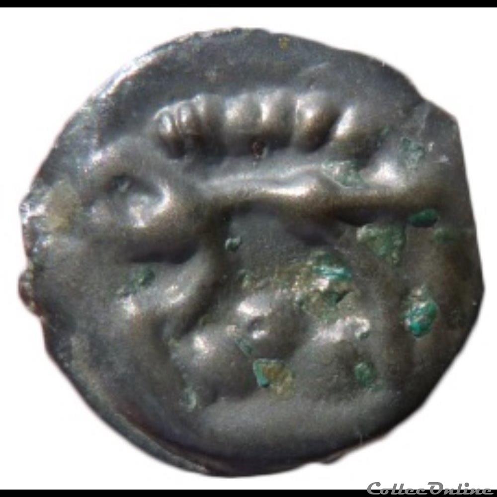 Série 559 DT 2645 Potin à la tête d'indien / sanglier monnaie antique gauloise serie 559 dt 2645 potin a la tete indien sanglier